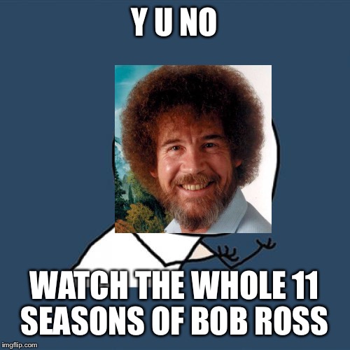 Y U No Meme | Y U NO; WATCH THE WHOLE 11 SEASONS OF BOB ROSS | image tagged in memes,y u no | made w/ Imgflip meme maker