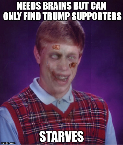 NEEDS BRAINS BUT CAN ONLY FIND TRUMP SUPPORTERS STARVES | made w/ Imgflip meme maker
