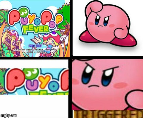 When you think Kirby always say Poyo... | image tagged in memes,triggered,nintendo,sega,puyo puyo,kirby | made w/ Imgflip meme maker