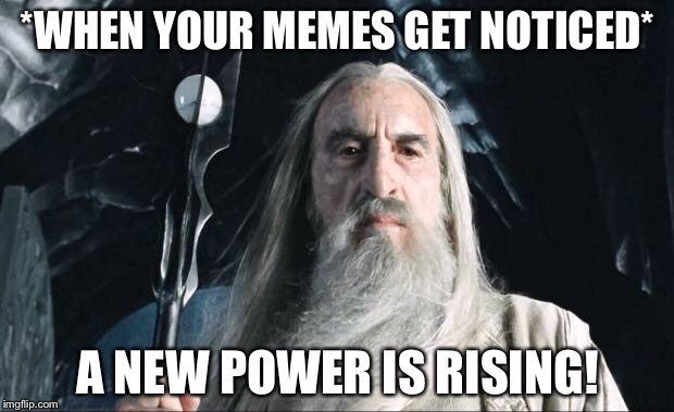 My memes grow stronger | *WHEN YOUR MEMES GET NOTICED*; A NEW POWER IS RISING! | image tagged in saruman,memes,funny,a new power | made w/ Imgflip meme maker