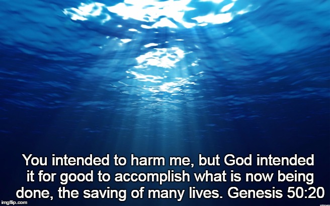 You intended to harm me, but God intended it for good to accomplish what is now being done, the saving of many lives.
Genesis 50:20 | image tagged in ocean | made w/ Imgflip meme maker