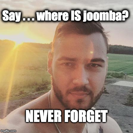 Motiejunas | Say . . . where IS joomba? NEVER FORGET | image tagged in motiejunas | made w/ Imgflip meme maker