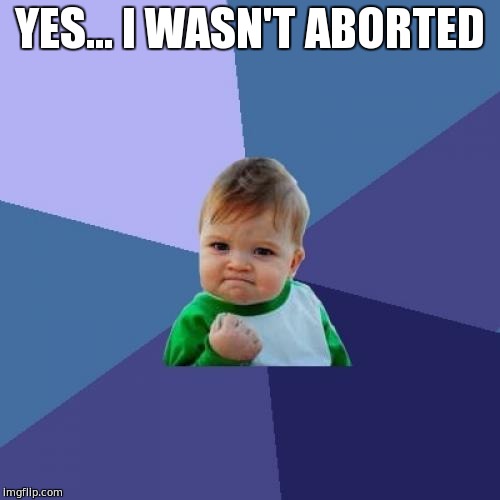 Success Kid | YES... I WASN'T ABORTED | image tagged in memes,success kid | made w/ Imgflip meme maker