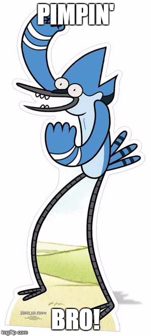 Mordecai | PIMPIN'; BRO! | image tagged in regular show | made w/ Imgflip meme maker