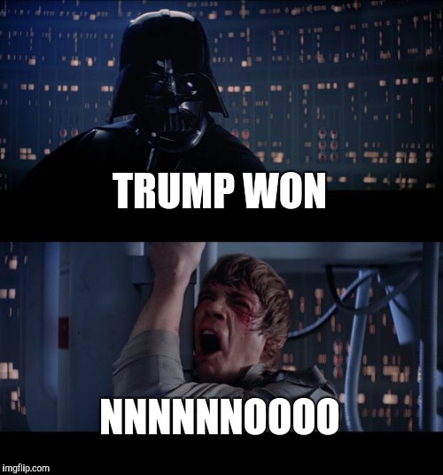 Star Wars No Meme | TRUMP WON; NNNNNNOOOO | image tagged in memes,star wars no | made w/ Imgflip meme maker