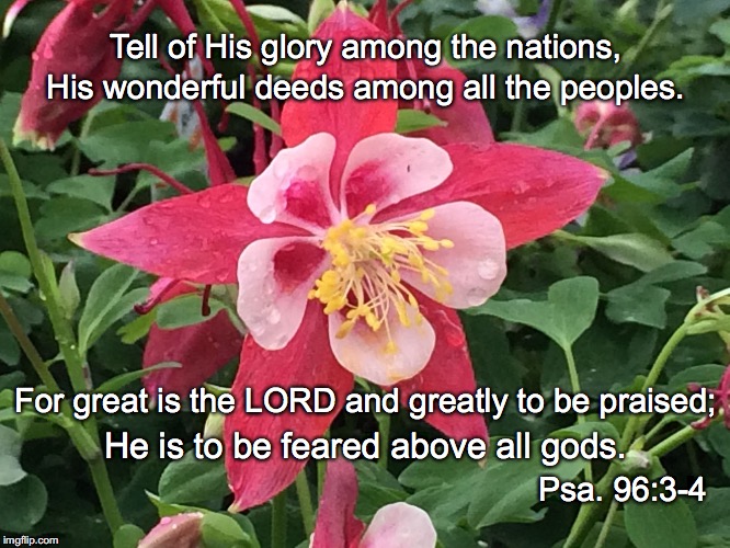 Tell of His glory among the nations, His wonderful deeds among all the peoples. For great is the LORD and greatly to be praised;; He is to be feared above all gods. Psa. 96:3-4 | image tagged in tell | made w/ Imgflip meme maker