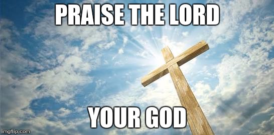 The Cross | PRAISE THE LORD; YOUR GOD | image tagged in the cross | made w/ Imgflip meme maker