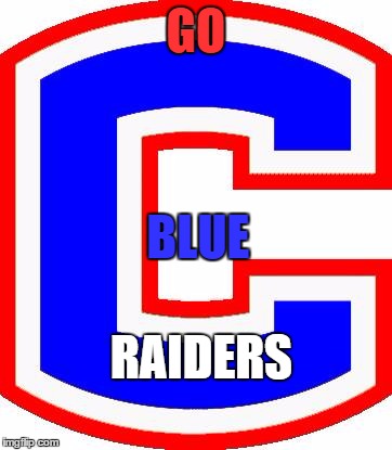 cleveland emblem
 | GO; BLUE; RAIDERS | image tagged in school | made w/ Imgflip meme maker