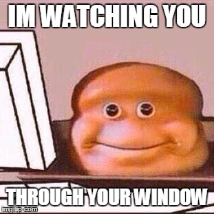 Loaf Bloke | IM WATCHING YOU; THROUGH YOUR WINDOW | image tagged in loaf bloke | made w/ Imgflip meme maker