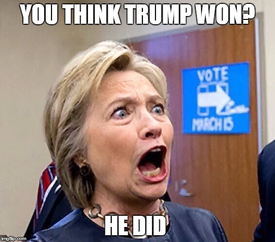Hillary Triggered | YOU THINK TRUMP WON? HE DID | image tagged in hillary triggered | made w/ Imgflip meme maker