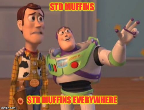 X, X Everywhere Meme | STD MUFFINS STD MUFFINS EVERYWHERE | image tagged in memes,x x everywhere | made w/ Imgflip meme maker