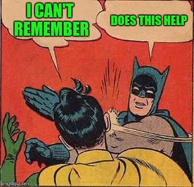 Batman Slapping Robin Meme | I CAN'T REMEMBER DOES THIS HELP | image tagged in memes,batman slapping robin | made w/ Imgflip meme maker