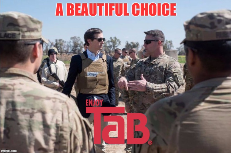 kushner in iraq | A BEAUTIFUL CHOICE | image tagged in kushner in iraq | made w/ Imgflip meme maker