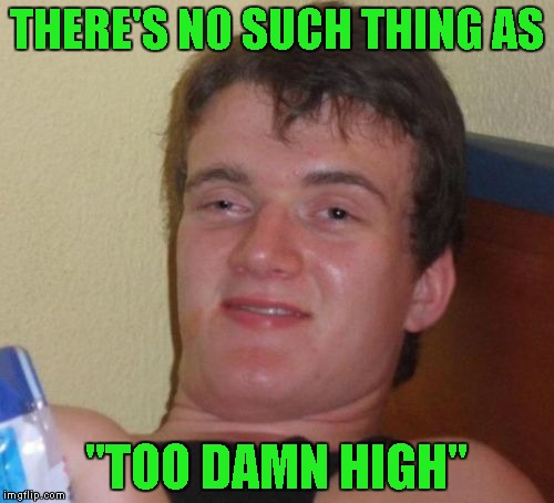 10 Guy Meme | THERE'S NO SUCH THING AS "TOO DAMN HIGH" | image tagged in memes,10 guy | made w/ Imgflip meme maker