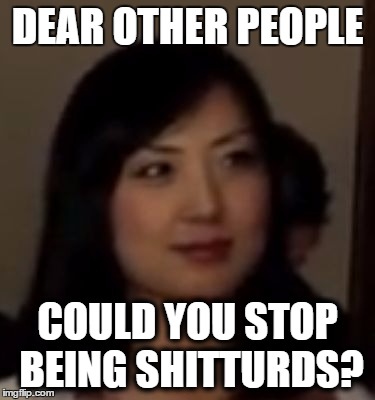 DEAR OTHER PEOPLE; COULD YOU STOP BEING SHITTURDS? | image tagged in hotncold asianbae | made w/ Imgflip meme maker