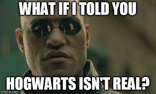 Matrix Morpheus Meme | WHAT IF I TOLD YOU HOGWARTS ISN'T REAL? | image tagged in memes,matrix morpheus | made w/ Imgflip meme maker