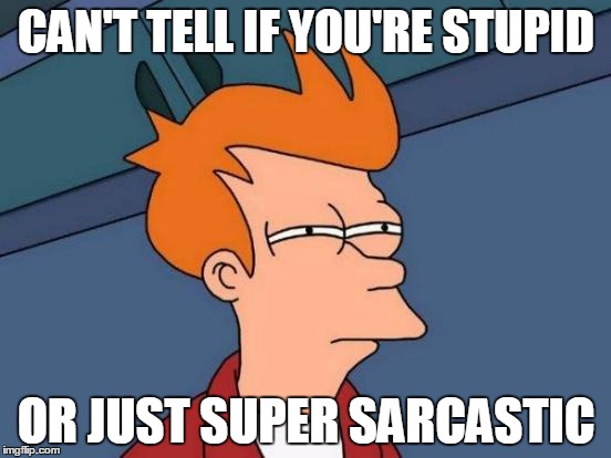 Sarcasm is a beautiful thing, if used in the correct parameters | CAN'T TELL IF YOU'RE STUPID; OR JUST SUPER SARCASTIC | image tagged in memes,futurama fry | made w/ Imgflip meme maker