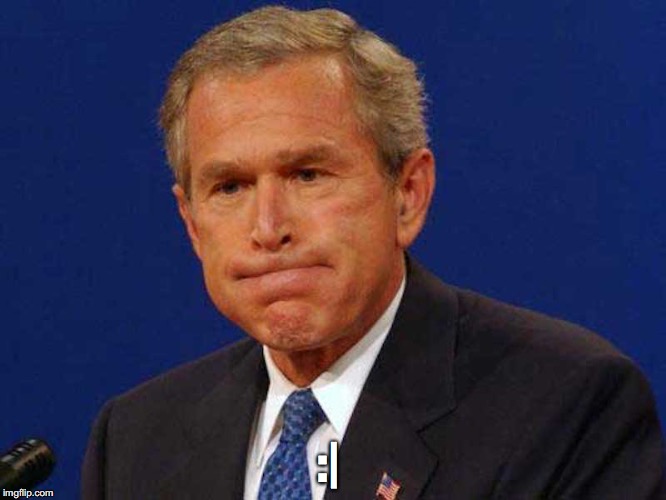 Bush's Straight Face | :| | image tagged in george w bush,memes | made w/ Imgflip meme maker