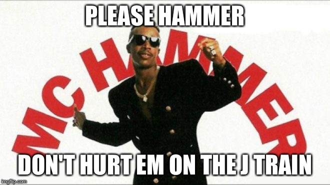 PLEASE HAMMER; DON'T HURT EM ON THE J TRAIN | image tagged in hammer j train | made w/ Imgflip meme maker