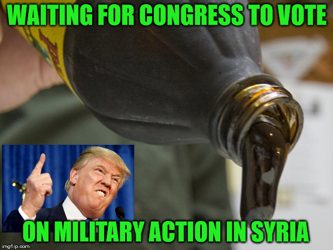 If He did ask... just sayin' | WAITING FOR CONGRESS TO VOTE; ON MILITARY ACTION IN SYRIA | image tagged in donald trump,congress,syria,molasses in january | made w/ Imgflip meme maker