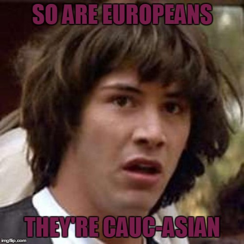 Conspiracy Keanu Meme | SO ARE EUROPEANS THEY'RE CAUC-ASIAN | image tagged in memes,conspiracy keanu | made w/ Imgflip meme maker