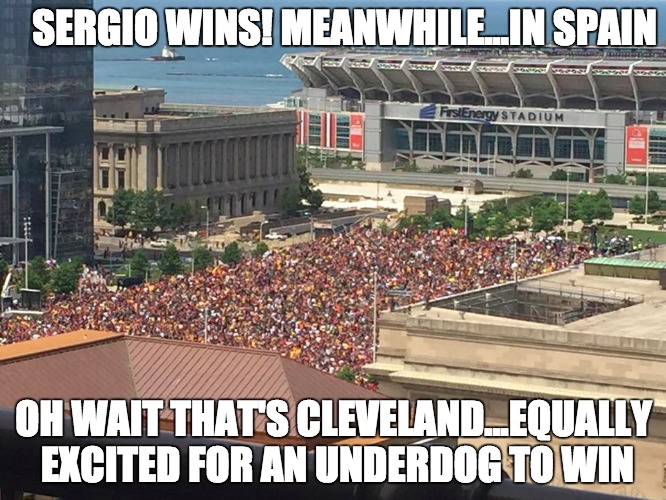 SERGIO MASTERS CHAMPION! |  SERGIO WINS! MEANWHILE...IN SPAIN; OH WAIT THAT'S CLEVELAND...EQUALLY EXCITED FOR AN UNDERDOG TO WIN | image tagged in spain,masters,golf,caddyshack,big boobs,cleveland browns | made w/ Imgflip meme maker