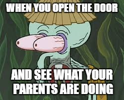 WHEN YOU OPEN THE DOOR; AND SEE WHAT YOUR PARENTS ARE DOING | image tagged in spongebob | made w/ Imgflip meme maker