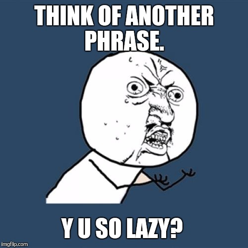 Y U No Meme | THINK OF ANOTHER PHRASE. Y U SO LAZY? | image tagged in memes,y u no | made w/ Imgflip meme maker