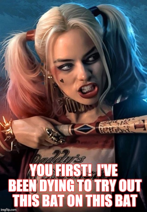 YOU FIRST!  I'VE BEEN DYING TO TRY OUT THIS BAT ON THIS BAT | made w/ Imgflip meme maker