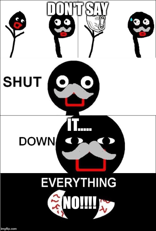 Shut down everything  | DON'T SAY; IT..... NO!!!! | image tagged in shut down everything | made w/ Imgflip meme maker