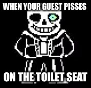 Sans Bad Time | WHEN YOUR GUEST PISSES; ON THE TOILET SEAT | image tagged in sans bad time | made w/ Imgflip meme maker