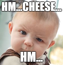 Skeptical Baby Meme | HM...CHEESE... HM... | image tagged in memes,skeptical baby | made w/ Imgflip meme maker