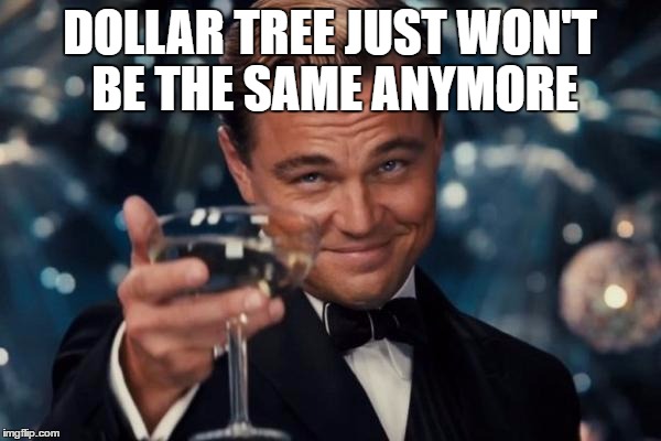 Leonardo Dicaprio Cheers Meme | DOLLAR TREE JUST WON'T BE THE SAME ANYMORE | image tagged in memes,leonardo dicaprio cheers | made w/ Imgflip meme maker