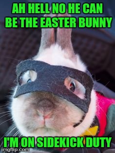 AH HELL NO HE CAN BE THE EASTER BUNNY I'M ON SIDEKICK DUTY | made w/ Imgflip meme maker