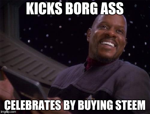 Siskonofucksgiven | KICKS BORG ASS; CELEBRATES BY BUYING STEEM | image tagged in siskonofucksgiven | made w/ Imgflip meme maker