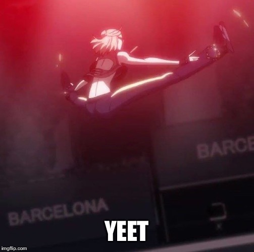 Yurio jump yeet | YEET | image tagged in yuri on ice,yuri plisetsky,yeet,split | made w/ Imgflip meme maker