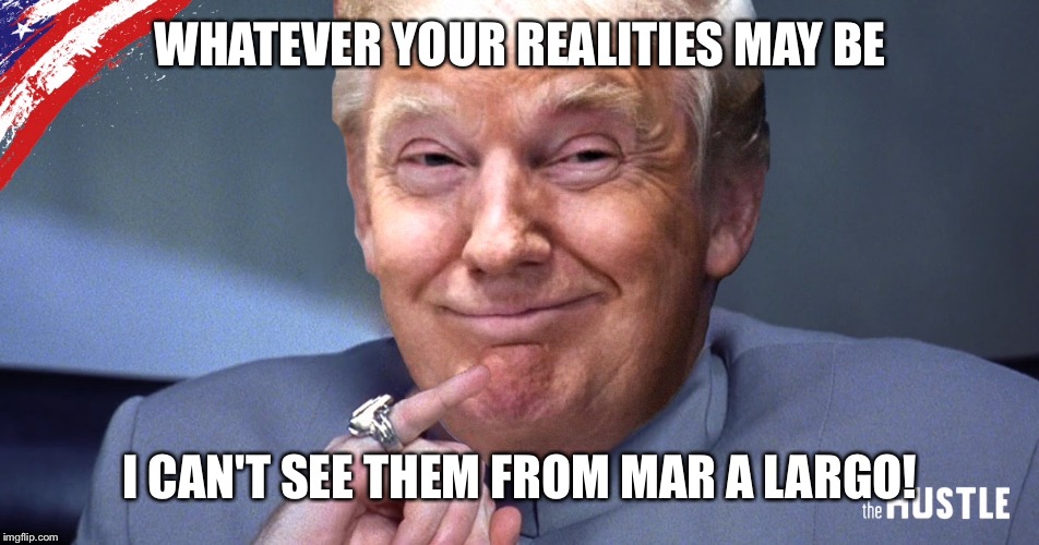 WHATEVER YOUR REALITIES MAY BE I CAN'T SEE THEM FROM MAR A LARGO! | made w/ Imgflip meme maker