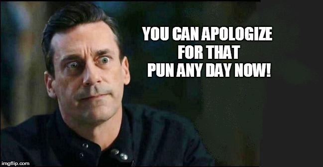 YOU CAN APOLOGIZE FOR THAT PUN ANY DAY NOW! | made w/ Imgflip meme maker