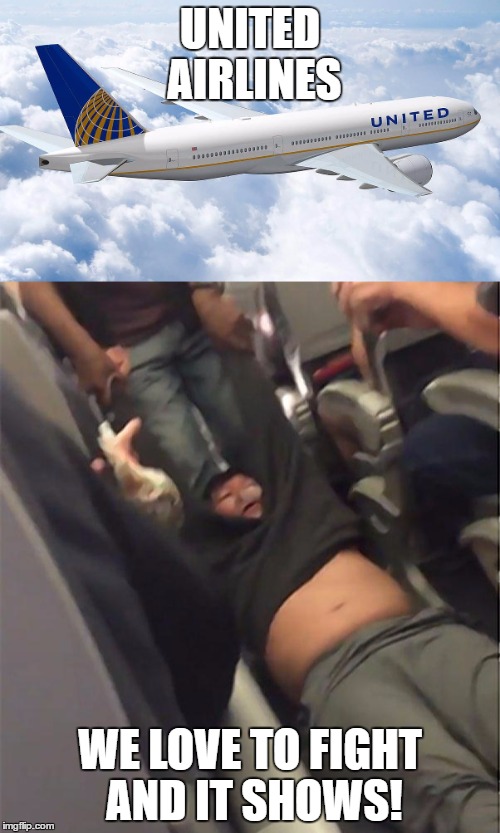 UNITED AIRLINES; WE LOVE TO FIGHT AND IT SHOWS! | image tagged in united airlines | made w/ Imgflip meme maker