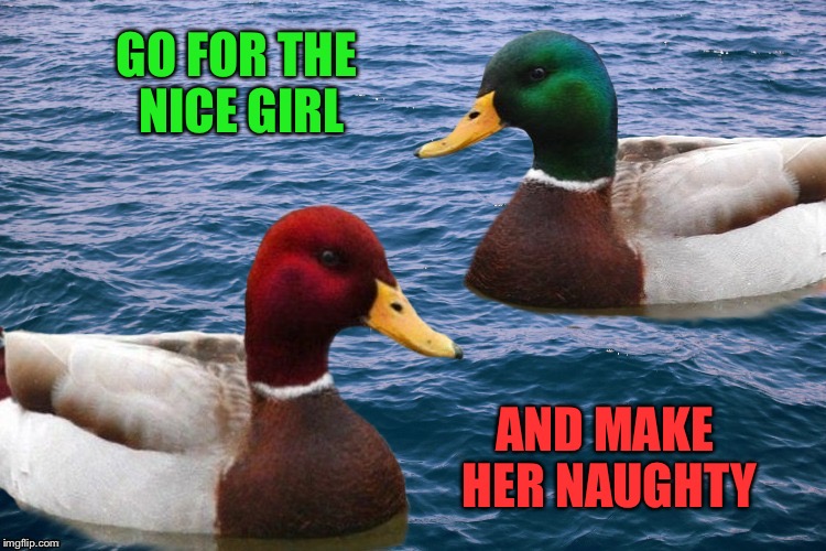 GO FOR THE NICE GIRL AND MAKE HER NAUGHTY | made w/ Imgflip meme maker