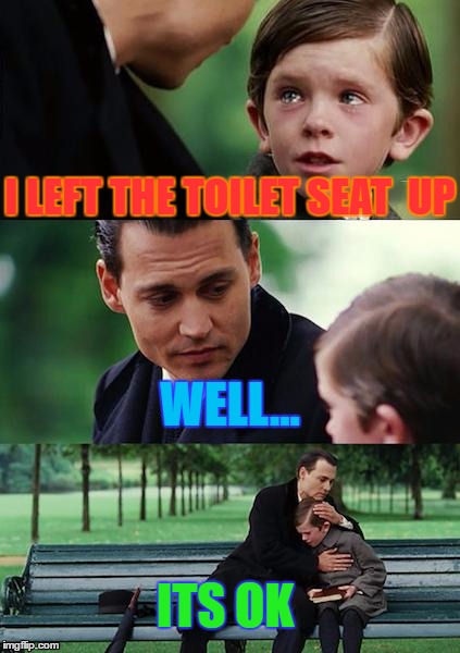 Finding Neverland | I LEFT THE TOILET SEAT  UP; WELL... ITS OK | image tagged in memes,finding neverland | made w/ Imgflip meme maker
