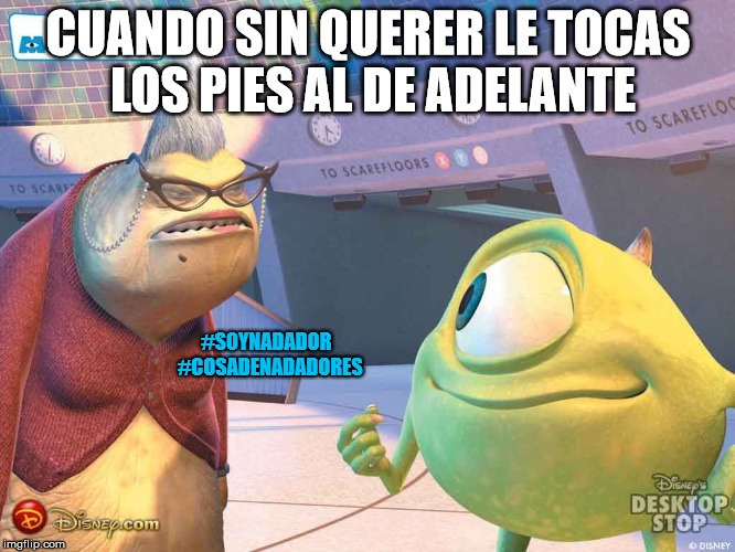 Roz, Monsters Inc, stunned silence | CUANDO SIN QUERER LE TOCAS LOS PIES AL DE ADELANTE; #SOYNADADOR
 #COSADENADADORES | image tagged in roz monsters inc stunned silence | made w/ Imgflip meme maker