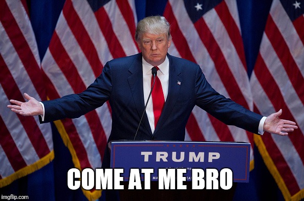 Donald Trump | COME AT ME BRO | image tagged in donald trump | made w/ Imgflip meme maker
