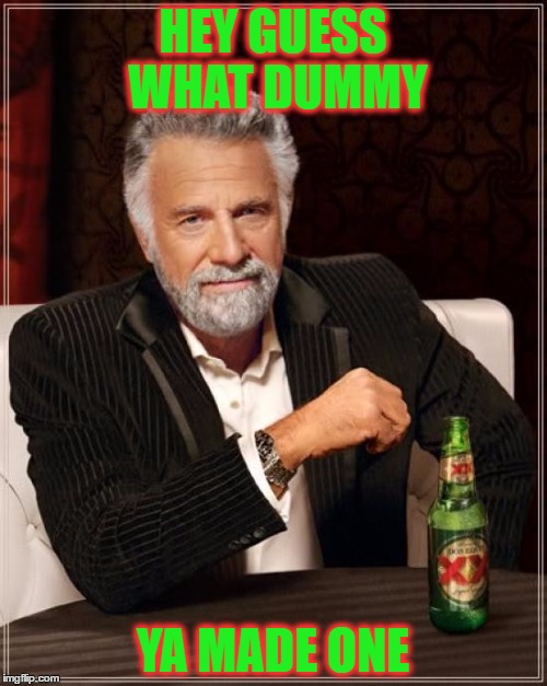 The Most Interesting Man In The World Meme | HEY GUESS WHAT DUMMY YA MADE ONE | image tagged in memes,the most interesting man in the world | made w/ Imgflip meme maker