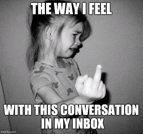 little girl crying | THE WAY I FEEL; WITH THIS CONVERSATION IN MY INBOX | image tagged in little girl crying,girl,funny memes,funny,memes | made w/ Imgflip meme maker