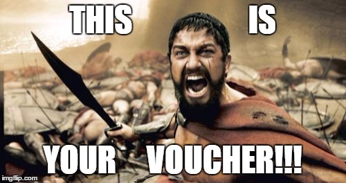 Sparta Leonidas Meme | THIS                   IS YOUR     VOUCHER!!! | image tagged in memes,sparta leonidas | made w/ Imgflip meme maker