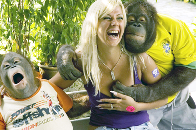 Woman groped by orangutan Blank Meme Template