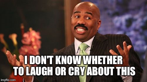 Steve Harvey Meme | I DON'T KNOW WHETHER TO LAUGH OR CRY ABOUT THIS | image tagged in memes,steve harvey | made w/ Imgflip meme maker