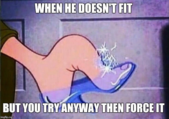 WHEN HE DOESN'T FIT; BUT YOU TRY ANYWAY THEN FORCE IT | image tagged in funny,memes | made w/ Imgflip meme maker