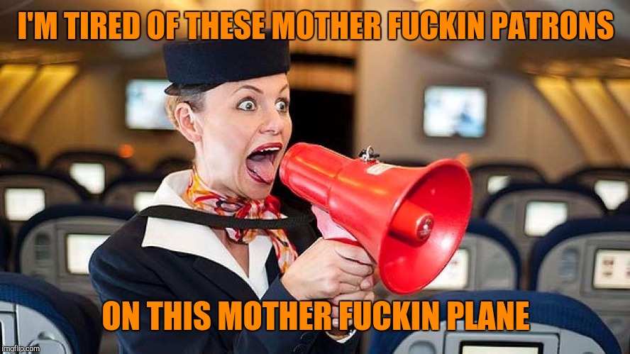 I'M TIRED OF THESE MOTHER F**KIN PATRONS ON THIS MOTHER F**KIN PLANE | made w/ Imgflip meme maker